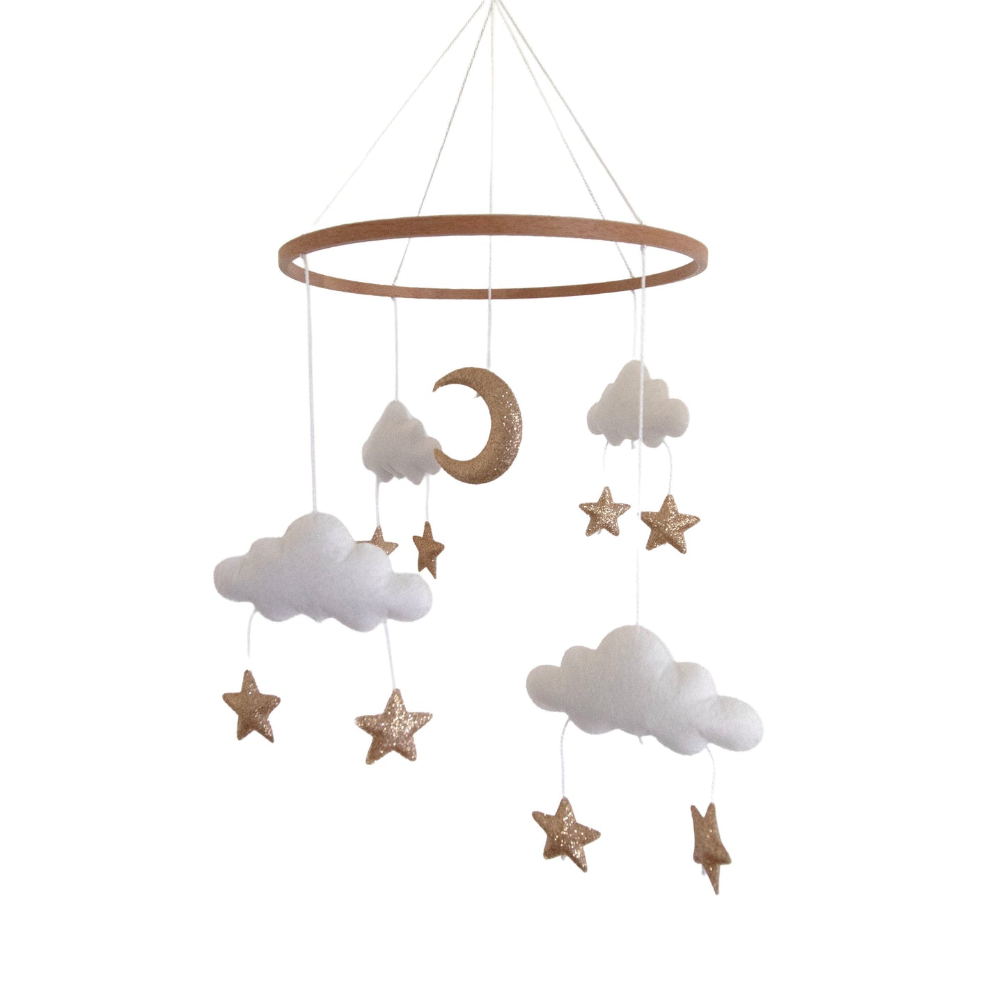 movil bebe luna estrellas doradas