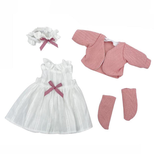 ROPA BEBÉ REBORN VESTIDO ROSA BLANCO