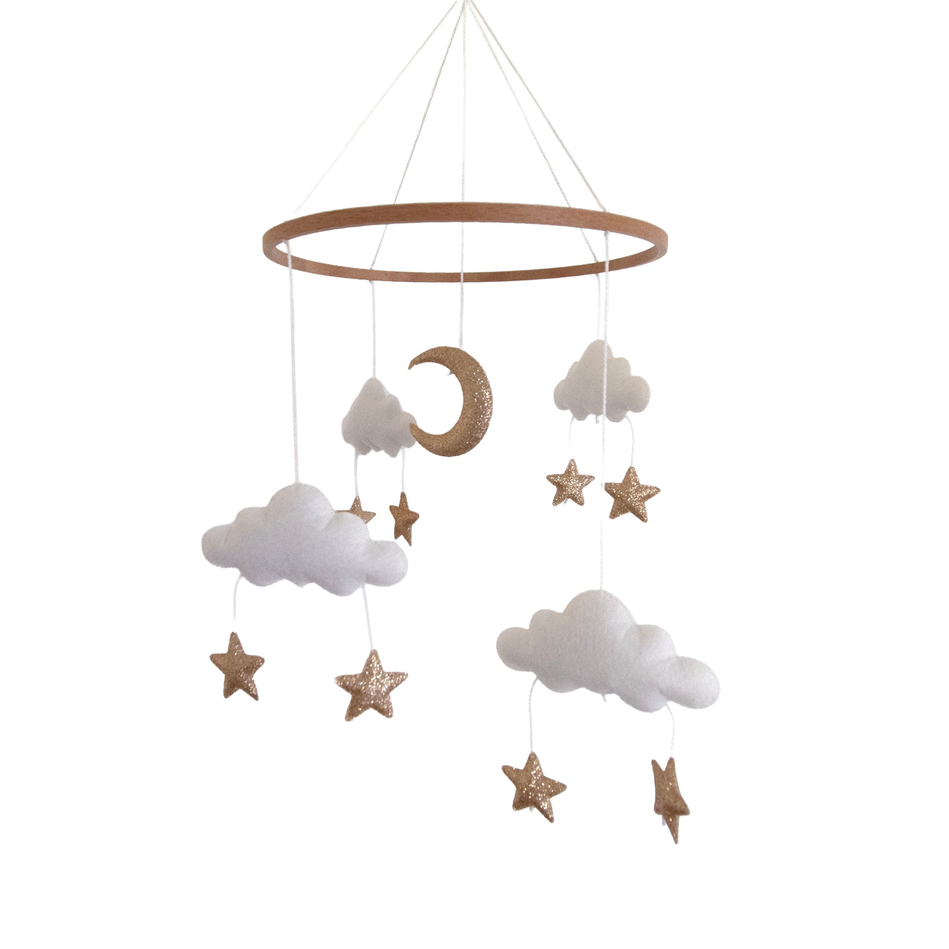 movil bebe luna estrellas doradas