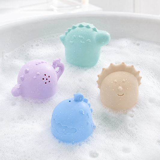 Animales de silicona para la tina, juguetes de baño sin BPA para bebé