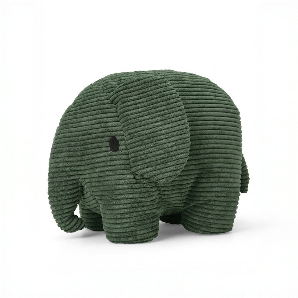 Peluche elefante verde de corduroy suave, compañero de descanso para niños