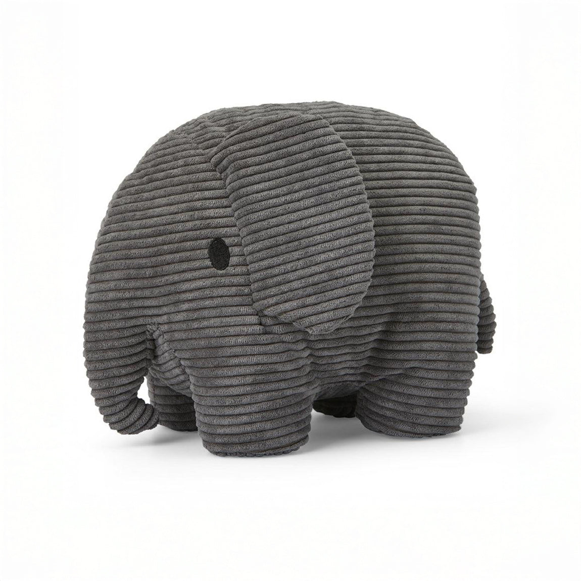 Elefante de corduroy gris para abrazar y decorar, tierno compañero de juegos