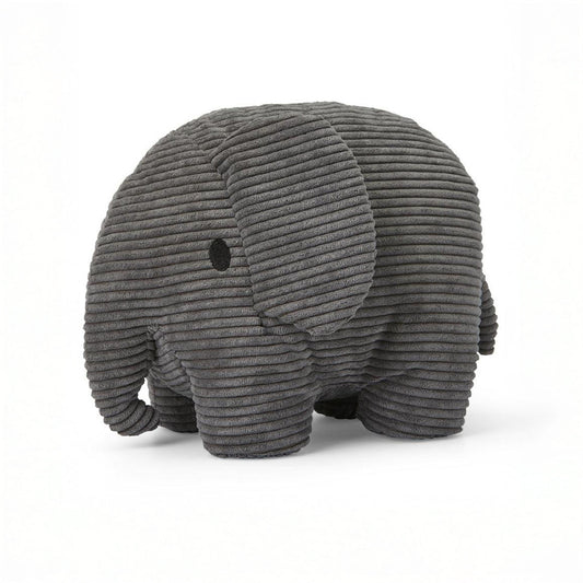 Elefante de corduroy gris para abrazar y decorar, tierno compañero de juegos