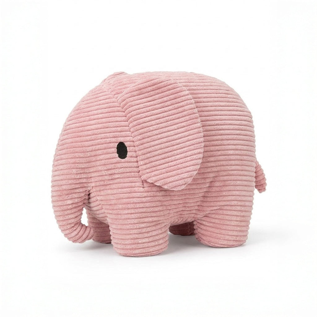 Elefante de corduroy rosa para abrazar y decorar, tierno compañero de juegos