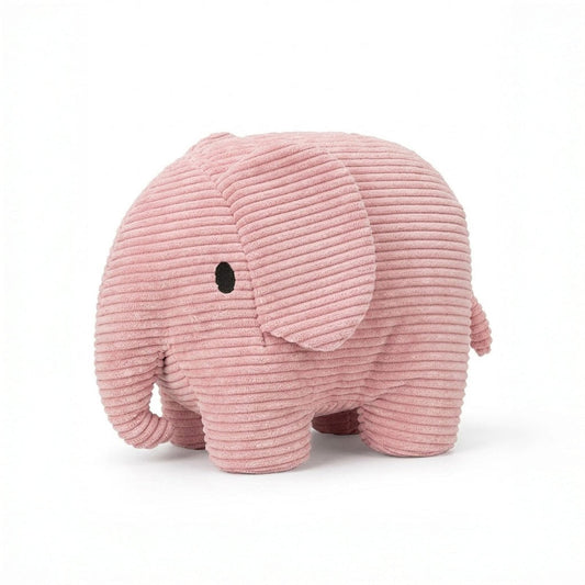 Elefante de corduroy rosa para abrazar y decorar, tierno compañero de juegos